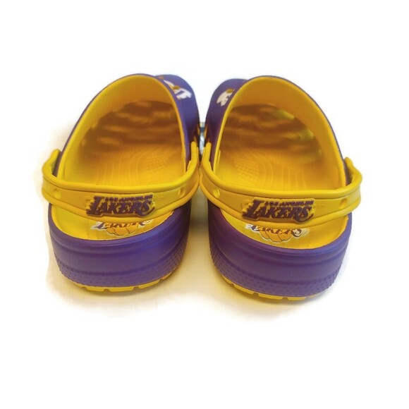 CROCS Mens 5 Womens 7 Slip On Clogs Los Angeles Lakers Sandals Shoes Purple Gold